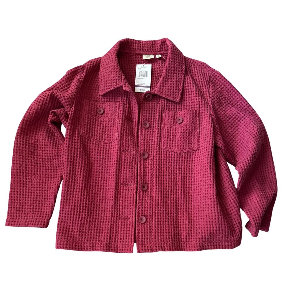NWT! Cabela’s 100% Cotton Waffle Knit Shacket Women's 2X Burgundy